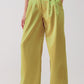 Q2 Palazzo pleated pants in acid lime