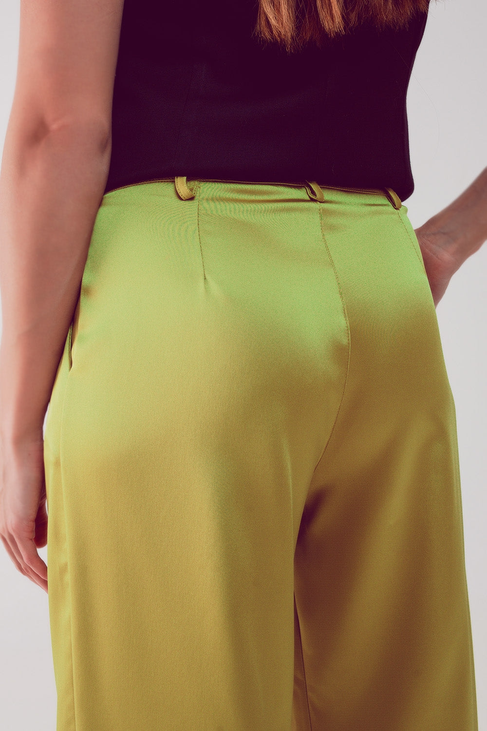 Palazzo pleated pants in acid lime