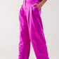 Q2 Palazzo pleated pants in fuchsia