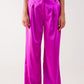 Palazzo pleated pants in fuchsia