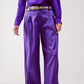 Q2 Palazzo pleated pants in purple