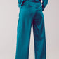 Palazzo pleated pants in turquoise