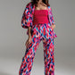 Palazzo Style Pants in Abstract Pink and Blue Print