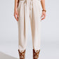 Q2 Pants In beige With Front Pockets And Drawstring Closing