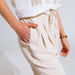 Pants In beige With Front Pockets And Drawstring Closing