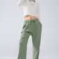 Pants In Green With Front Pockets And Drawstring Closing