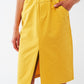 Paper Bag Waist Straight Skirt With Front Slit in Yellow