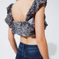 Party Cropped sequin glitter top in silver