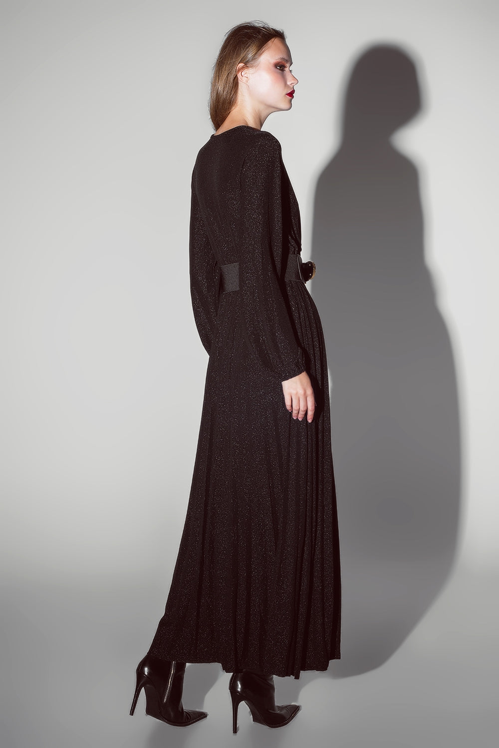 Party Long sleeve maxi dress with glitter in black