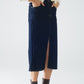 Q2 pencil denim skirt in dark wash