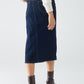 pencil denim skirt in dark wash