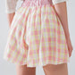 Pink Checkered print shorts with tight-fitting waist detail