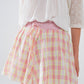 Pink Checkered print shorts with tight-fitting waist detail