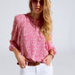 Pink chiffon Blouse With Floral Print And Long Balloon Sleeves