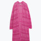 Q2 Pink Crochet Maxi Cardigan With Long Sleeves