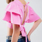 Pink Crop Top With Short Sleeves And V-neck