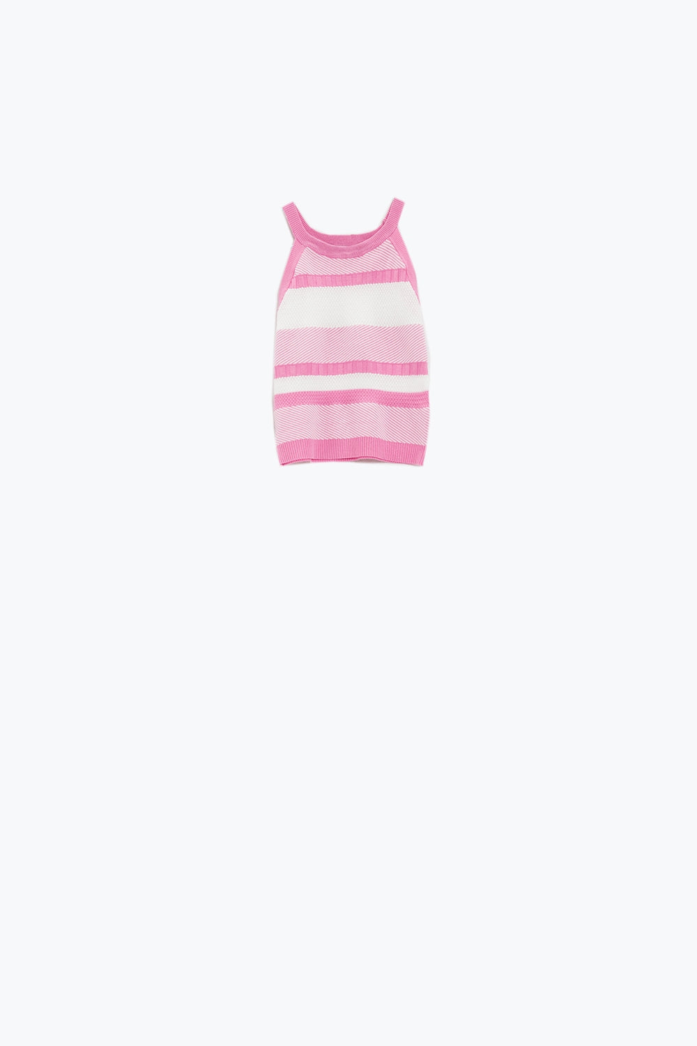 Pink Halter Tank top With Stripe Design In Different Knits