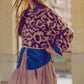 Pink Leopard print sweater made of wool knitted