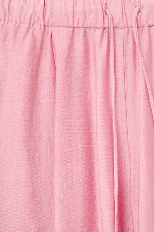 Pink pants with wide leg in light viscose fabric
