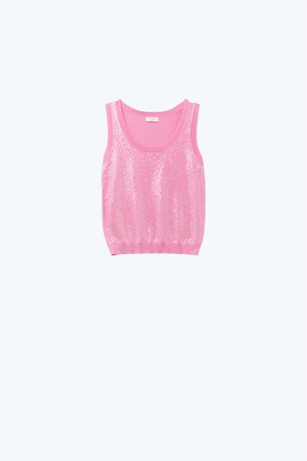 Q2 pink sleeveless knitted sweater with sequins