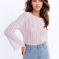 Q2 Pink Sweater With Flared Sleeves