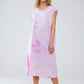 Q2 Pink Tie Dye Midi Shirt Dress