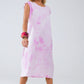 Vestido camisero midi con efecto tie dye en color rosa