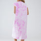 Vestido camisero midi con efecto tie dye en color rosa