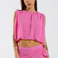 Q2 Pink Top With Ruche Design