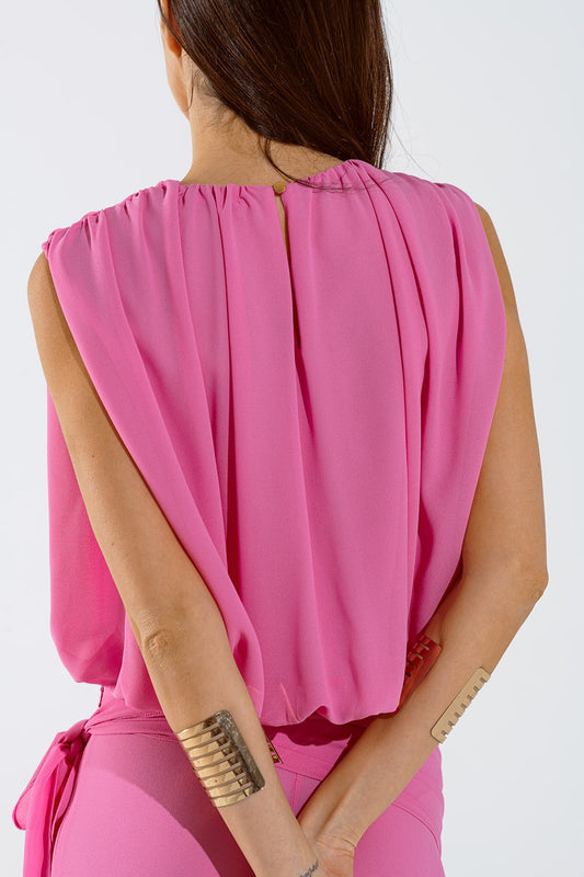 Pink Top With Ruche Design