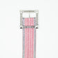 Pink woven wide belt with Squared buckle with silver embeliishments