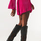 Pleated shorts in fuschia