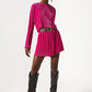 Pleated shorts in fuschia