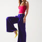 Pleated wide leg pants in purple