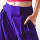 Pleated wide leg pants in purple