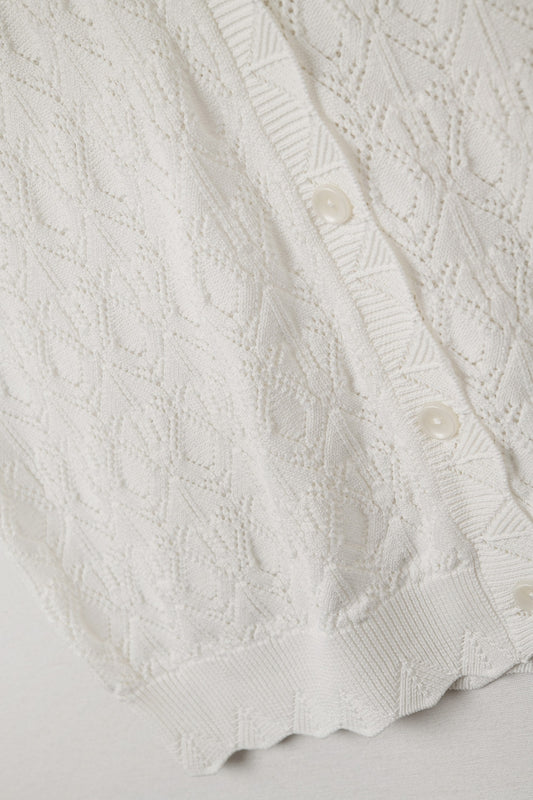 Pointelle Knitted Vest With Scalloped Edges in White