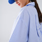 Poplin Oversize Striped Shirt With Bow Detail in Blue and White