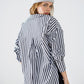 Poplin shirt with vertical stripes in black and chest pocket