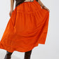 Poplin tiered maxi skirt with stitching details in orange