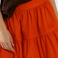 Poplin tiered maxi skirt with stitching details in orange