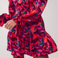 Puff sleeve mini dress in fuchsia