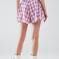 Purple Checkered print shorts with tight-fitting waist detail