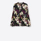 Purple Floral print Satin blouse