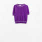 Q2 Purple short sleeve sweater with white line detail