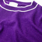 Purple short sleeve sweater with white line detail