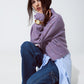 Q2 Purple soft ribbed turtleneck sweater