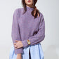 Purple soft ribbed turtleneck sweater