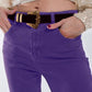 Purple straight leg jeans with hem