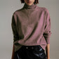 Q2 Purple turtleneck sweater in a soft knitted fabric