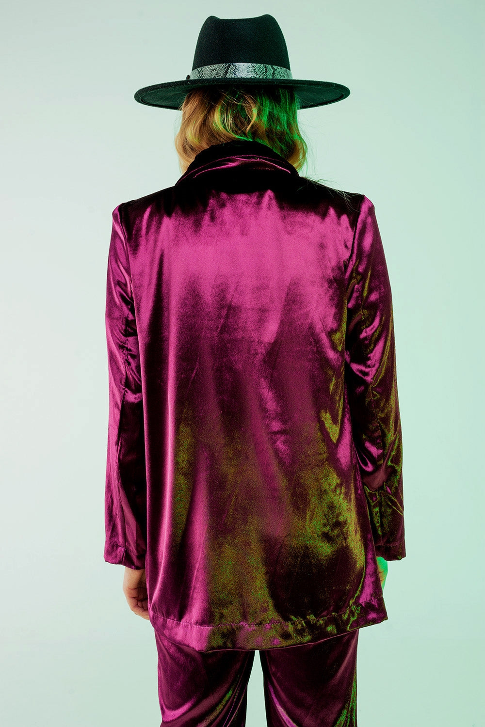 Purple velvet oversized blazer